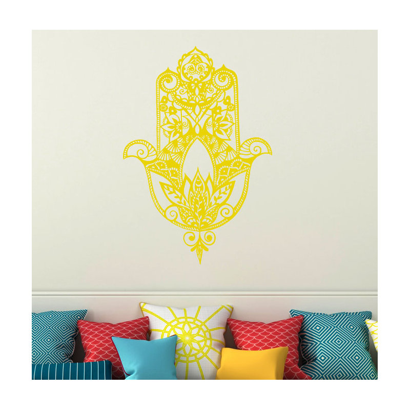 Décalcomanie murale main fatima, Jaune, H 32 po x l 22 po