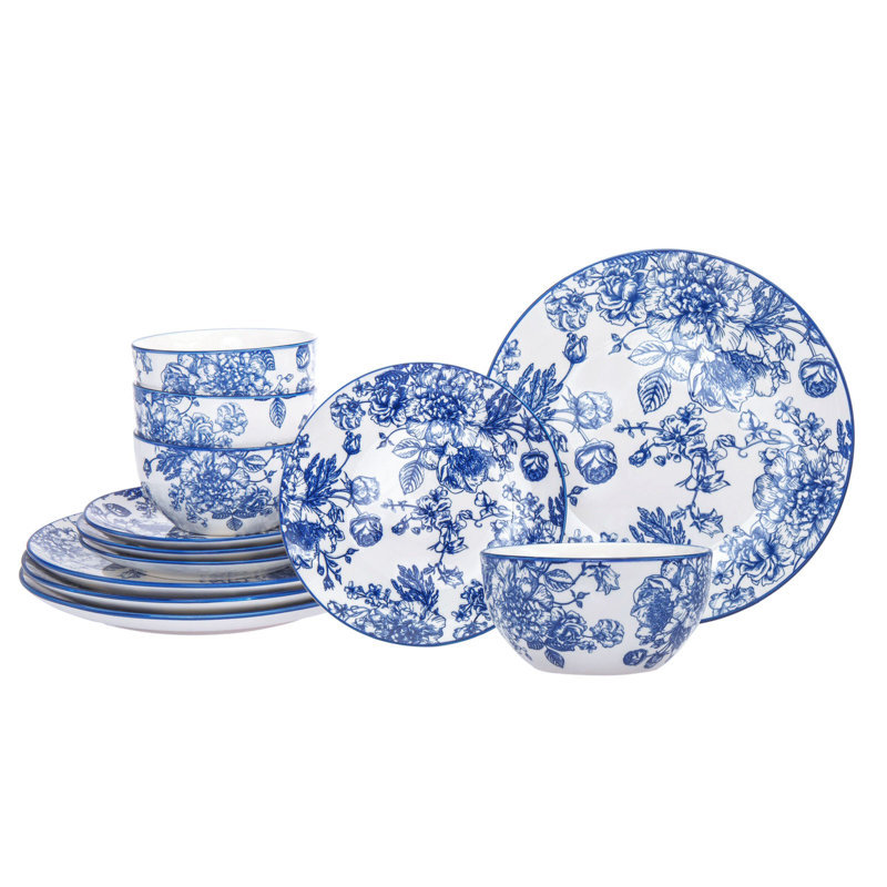Victoria Godinger 12 Piece Dinnerware Set, Service for 4, Blue