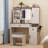 42" Farmhouse Vanity – Sliding LED Mirror, Glass-Top Display, 4 Drawers + 2 Cabinets, Built-In Charging Station, Side Hooks & Cup Holder-734152882