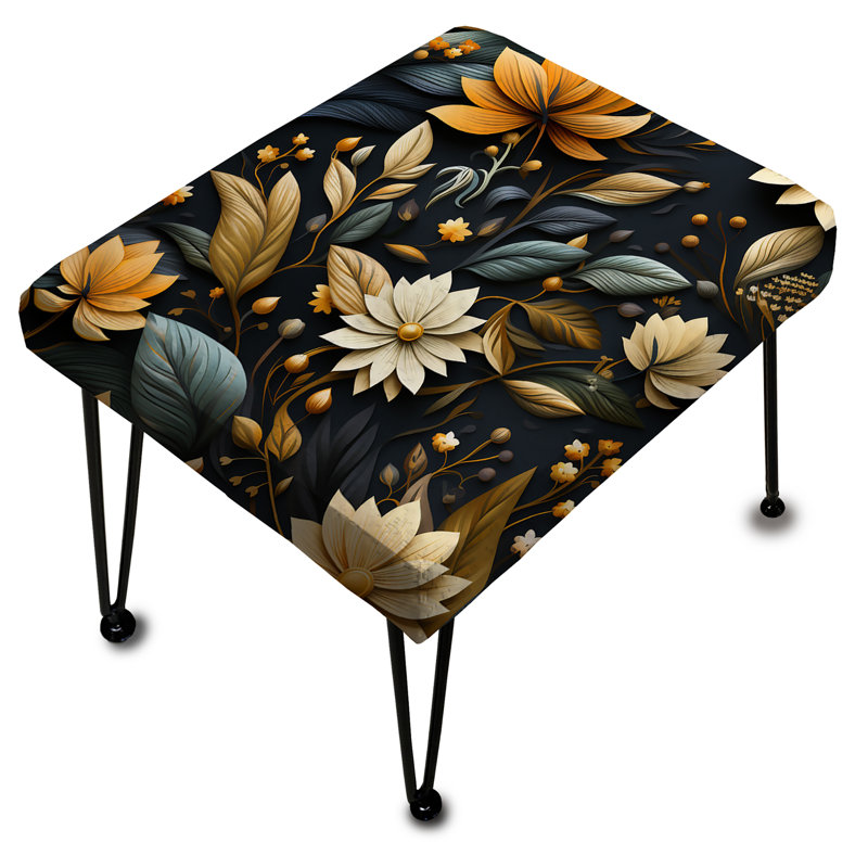 Autumn Minimalist Cottage Flowers - Cottage Rectangle Ottoman