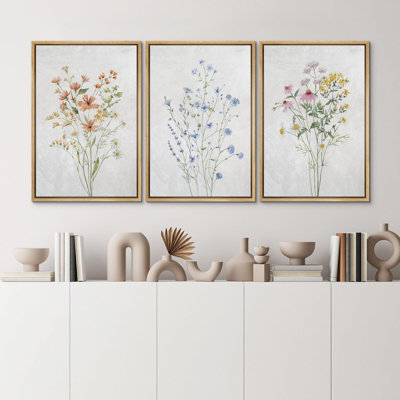 Botanical Elegance Trio of Floral Watercolor Prints Minimalist Modern Art Boho Relax Decor Bedroom
