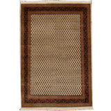 Hand-Knotted High-Quality Ivory and Black Area Rug