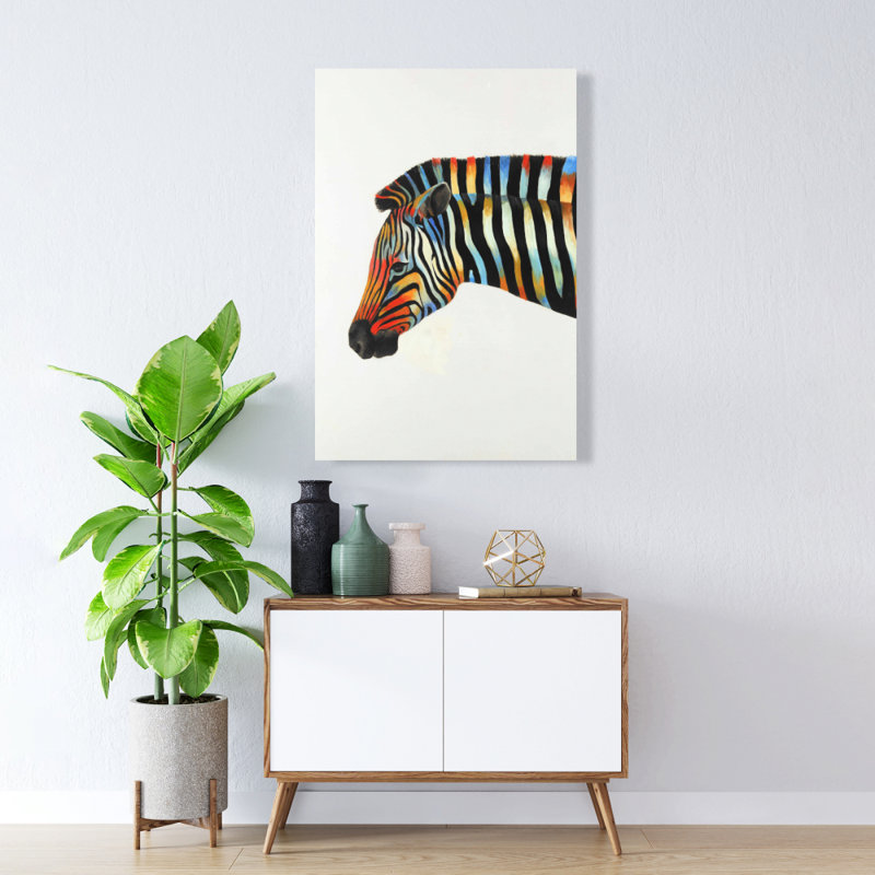 Colorful Zebra - Orange Canvas Home Decor for Animal Lovers