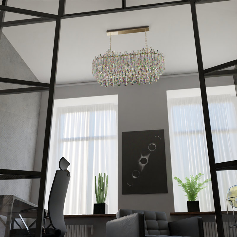 Bienek 24 - Luxury K9 Crystal Chandelier – Modern Oval Crystal Pendant Light with Adjustable Hanging Chain, Flush Mount Ceiling Fixture for Dining Room & Living Room, E14 Bulb