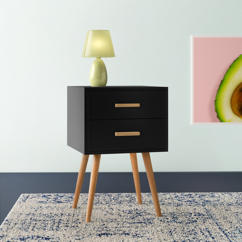 Aarush 40 cm W Bedside Table, Black