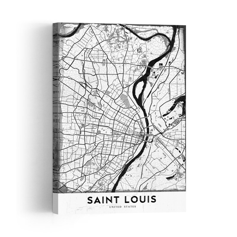 Saint Louis City Map Abstract Contemporary Architecture City Wall Art Print 1 Piece Wrapped Canvas Wall Art