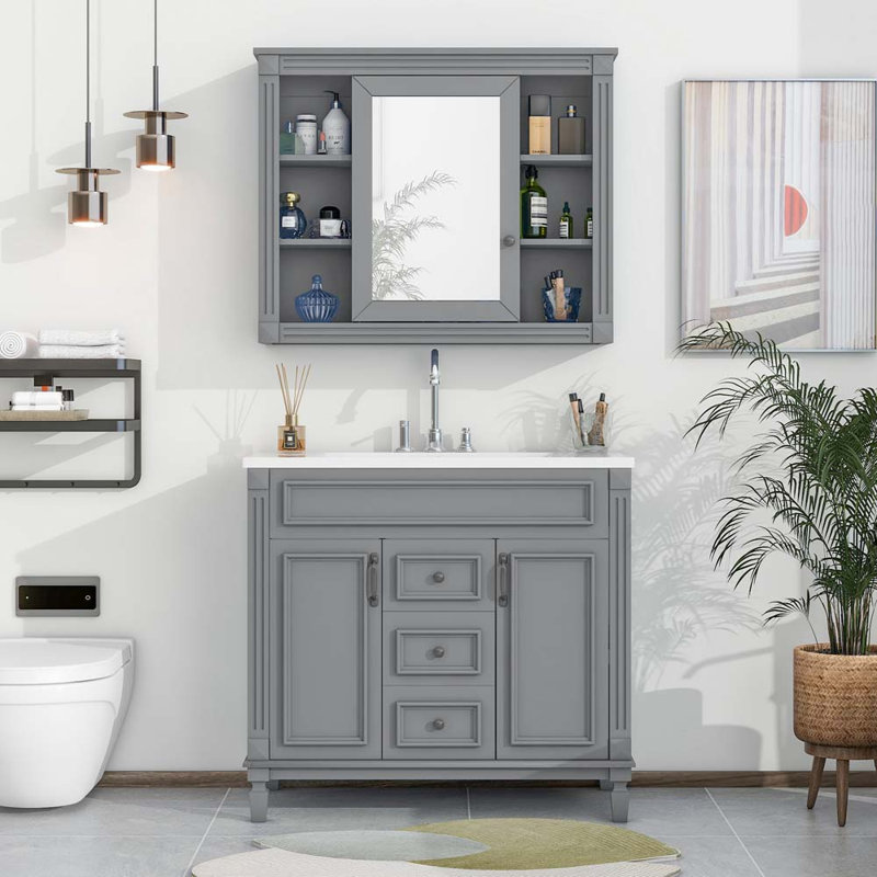 Meuble-lavabo simple avec plateau 35,9 po Gianella