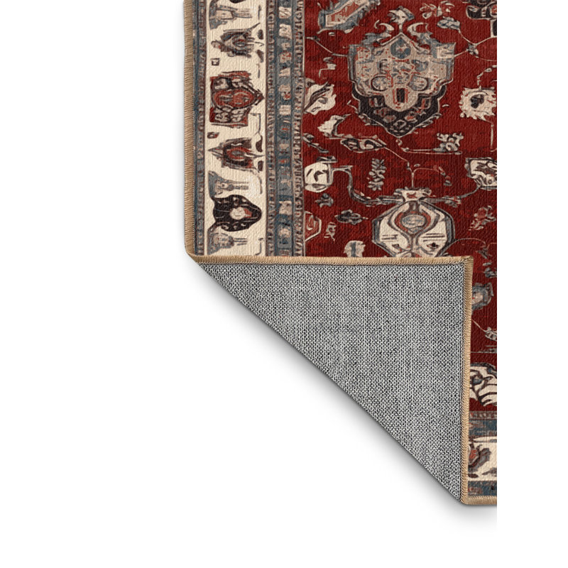 Machine Washable Persian Brown Area Rug, Round 4'