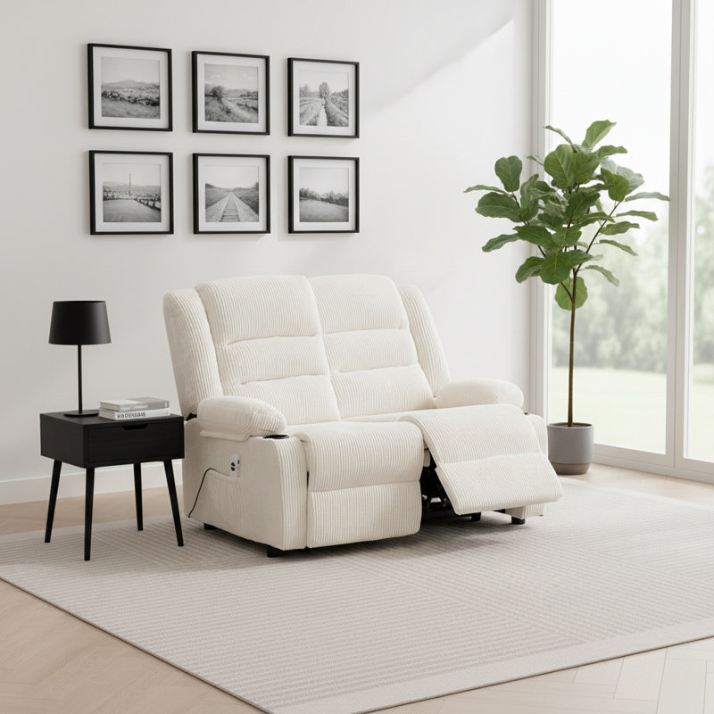 Fauteuil inclinable électrique 52 pouces, Velours blanc