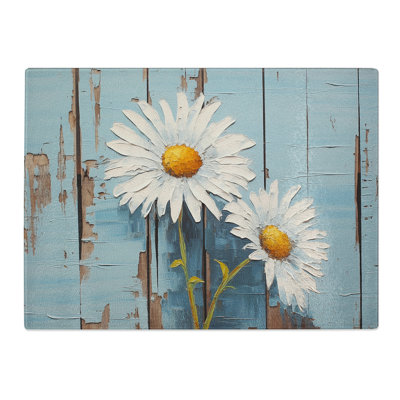 Daisy Hard Edge  Glass Chopping Board