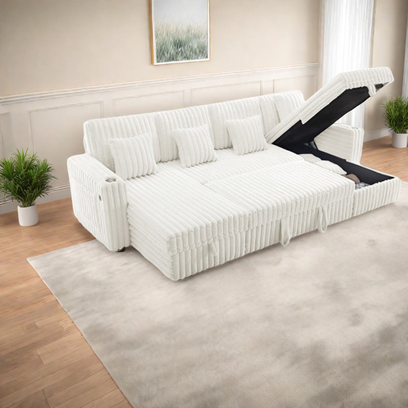 Canapé modulaire multifonctionnel en velours côtelé avec rangement et canapé, canapé beige moderne pour la maison