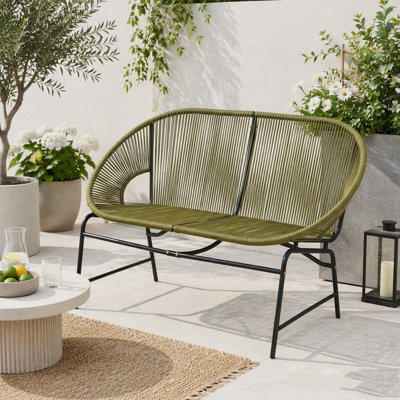 OUTDOOR PATIO WICKER LOVE SEAT