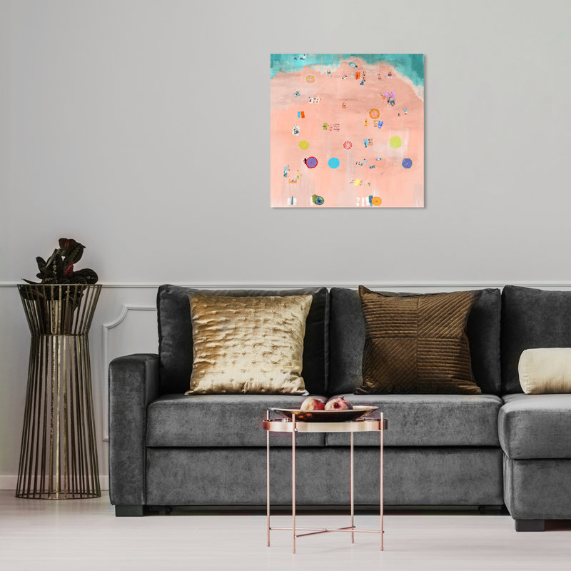 " Beach Day Summer " Painting Print, 16" H x 16" W