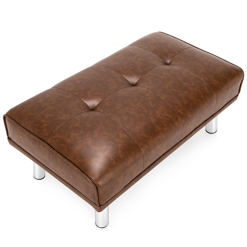 Faux Leather Ottoman, Brown Faux Leather