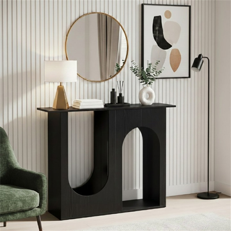 Console 39,4 po, canapé étroit derrière le canapé avec design arqué