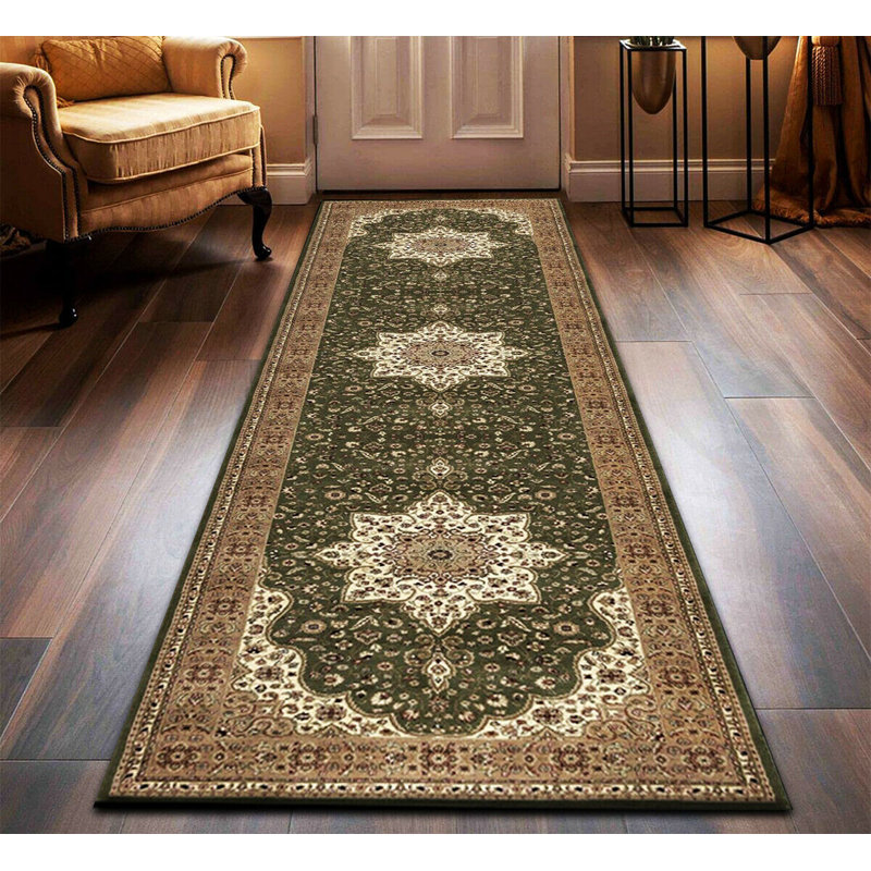 Traditional Area Rug Armard Green/Beige Rug, Runner 60 x 220cm