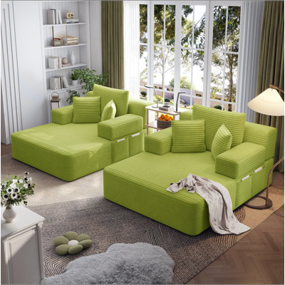 Très grand canapé-lit en velours côtelé moelleux, canapé-lit convertible avec poches de rangement, 3 coussins moelleux, canapé sans cadre multifonctionnel pour appartement, cinéma maison, chambre d'amis
