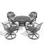 Ensemble de salle à manger 5 pièces en aluminium coulé résistant aux intempéries, comprenant 4 chaises pivotantes et une table ronde de 35,43 po avec structure noire-394928704