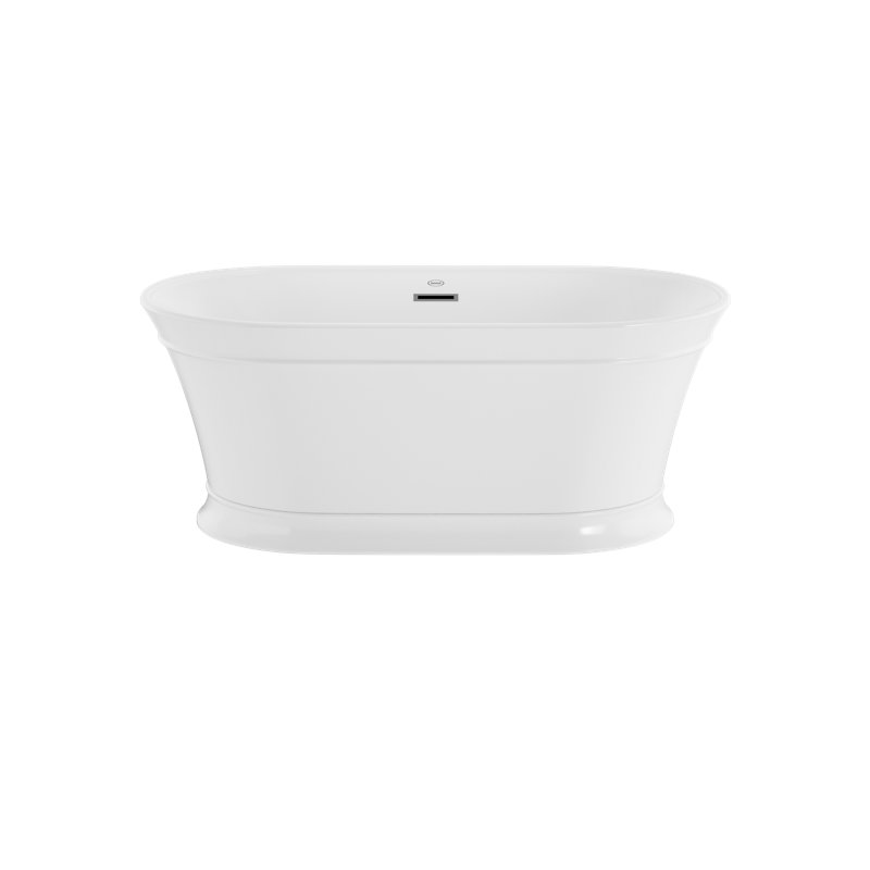 59" x 31.5" Freestanding Soaking Acrylic Bathtub, Chrome
