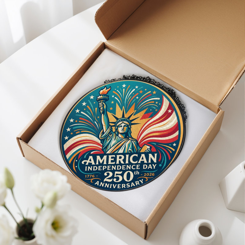 Panneau de fenêtre en verre Statue Liberty USA 250th Anniversary, H 7,8 po