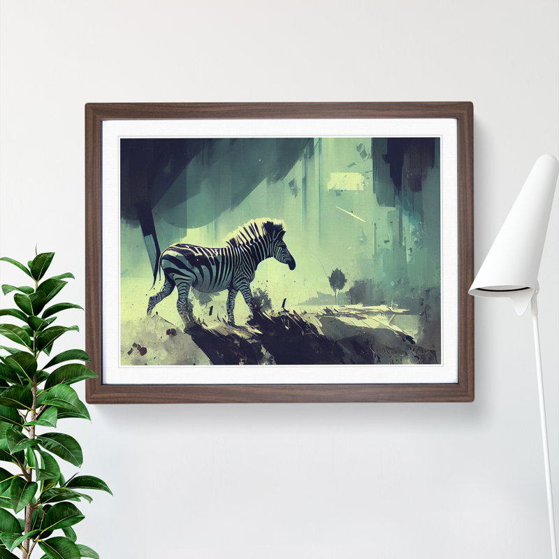 Zebra Vol.1 - Single Picture Frame Painting, 46cm H x 64cm W x 2cm D, Walnut