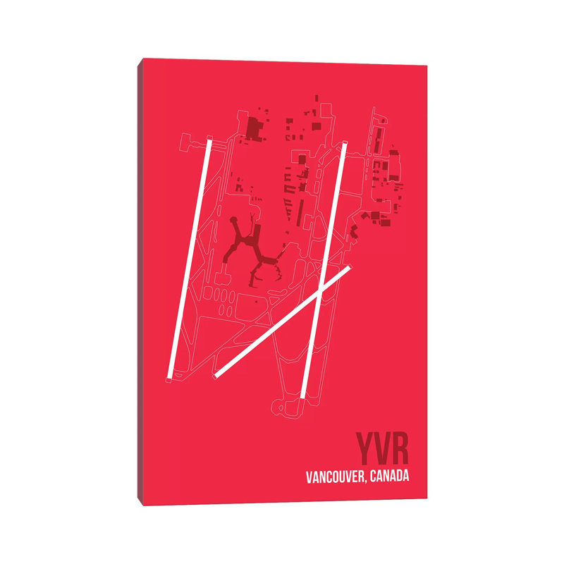 YVR Diagram, Vancouver by 08 Left - Wrapped Canvas Print, 20.32 cm H x 30.48 cm W