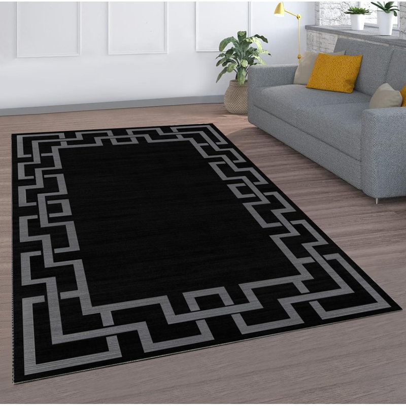 Aspire Homeware Black Geometric Area Rug Modern Indoor Carpet, Rectangle 120 x 170 cm