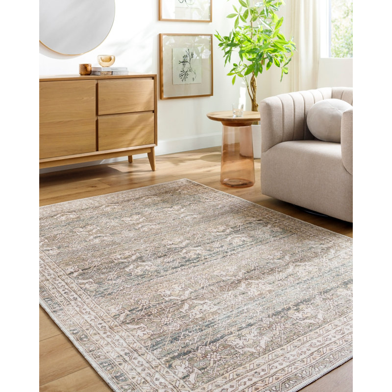 Gess Machine Washable Area Rug, Rectangle 6'7" x 9'