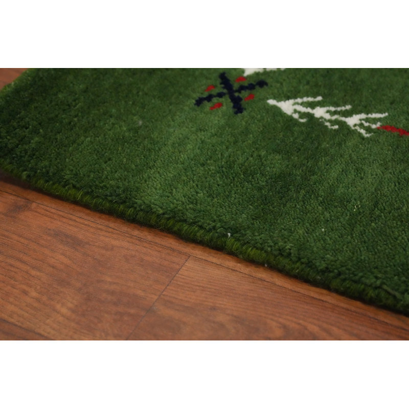Green Tribal  Accent Oriental Rug 3x5