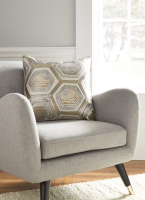 Metallic Silver and Gold Geometric 20" Square Throw Pillow