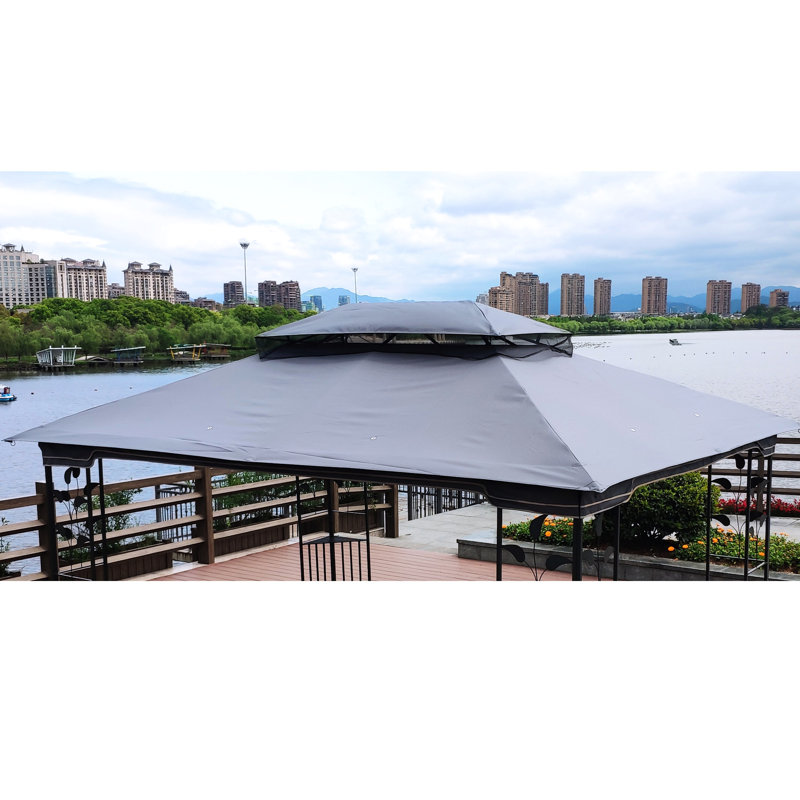 Drap de remplacement pour pavillon de jardin à double toit 13X10 pi - Gris, bloquant et ensoleillé