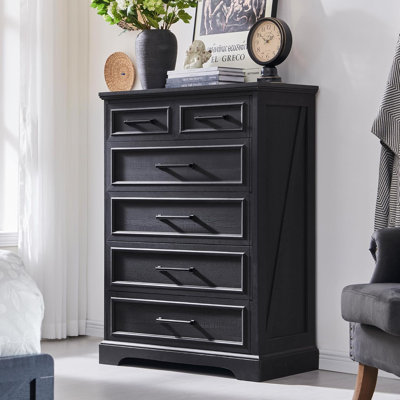 Deavion 44" Farmhouse 6 Drawer Dresser, Wide Chest of Drawers for Bedroom