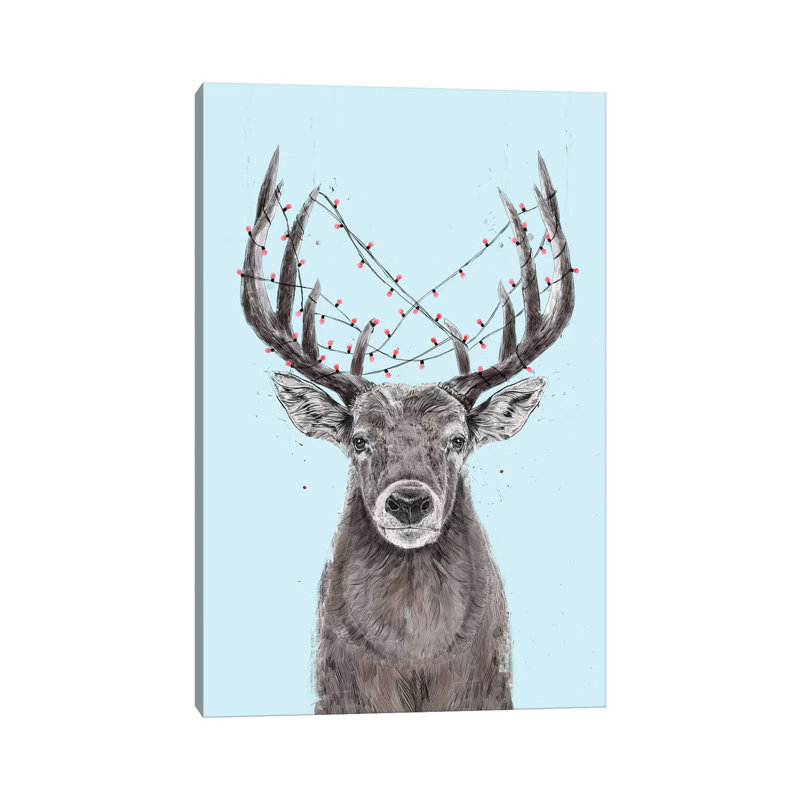 Xmas Deer II by Balazs Solti - Wrapped Canvas Gallery-Wrapped Canvas Giclée, 66.04 cm H x 45.72 cm W x 1.91 cm D