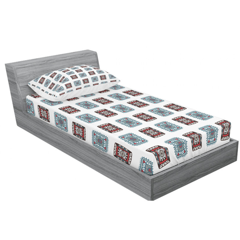Microfiber Geometric Sheet Set, Twin Sheet Set with Fitted Sheet