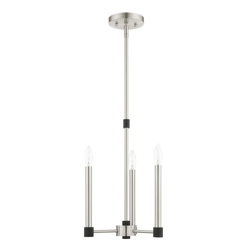 Lustre traditionnel à 3 lumières de style bougie Orean, Nickel brossé