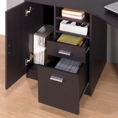 Classic Office Desk With Storage, Espresso