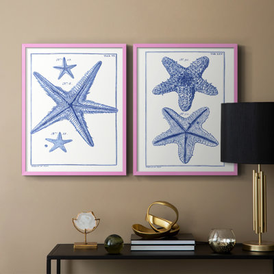 Blue Sea Stars III - reproduction encadrée de qualité supérieure - prête à être accrochée - aucun clou requis - aucun clou requis