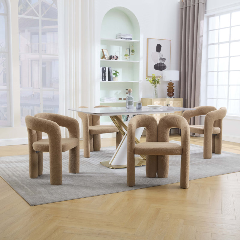 Chaise d'appoint / de salle à manger rembourrée en velours de conception contemporaine avec mousse à haute densité et pieds en bois, ensemble de 2 (Teddy chameau)