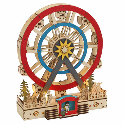 Christmas Decoration Light Up Spinning Ferris Wheel LED Ornament Xmas Gift 30cm