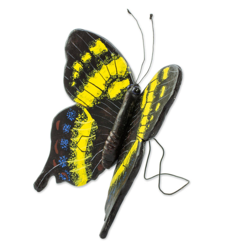 Papillon de machaon en céramique sculptureyellow Verasha