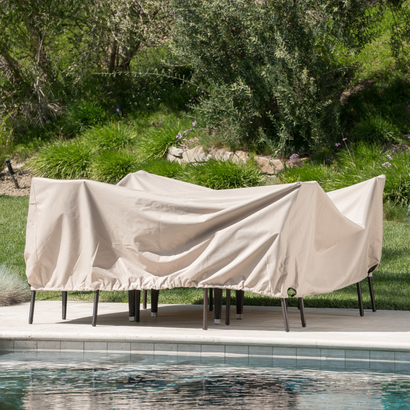 Housse de salle à manger - Gardez votre espace au sec et protégé. Imperméable, beige. 94,98 po x l 72,08 po x H 30,05 po. Tissu imperméable jusqu'au beige, P 95 po x l 72 po H Pas d'assemblage. 100% matériau