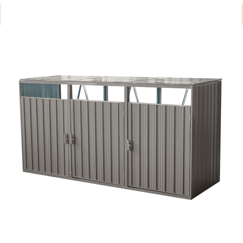 La remise à poubelle permet de ranger 3 poubelles en métal pour le rangement des ordures, en acier inoxydable galvanisé, une remise pour la cour de jardin