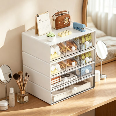 4‑Tier 9‑Drawer Plastic Desk Organizer