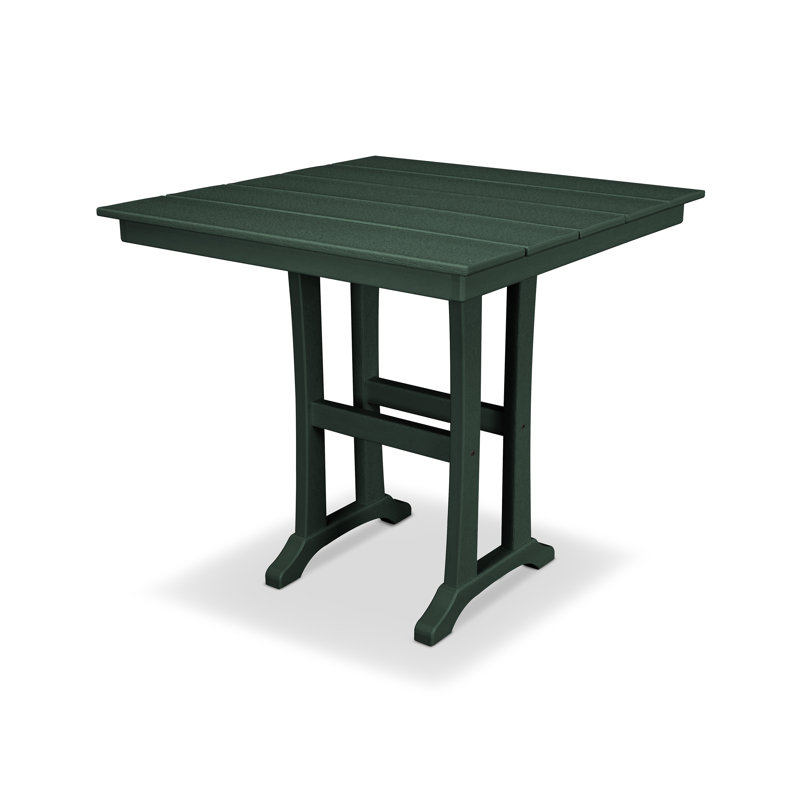Farmhouse Trestle Counter Table, 37.5" W x 37.63" L x 37" H, Rainforest Canopy