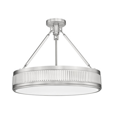 Quinn 22 inch Satin Nickel 3 Light Semi Flush Mount