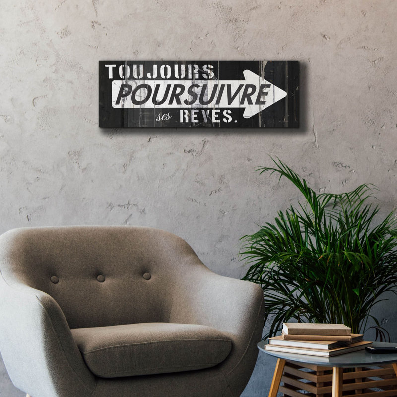 «Toujours Poursuivre Ses Reves» par Mike Schick, art mural sur toile, 36 po x 12 po
