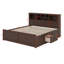 Très grand lit en bois avec tête de lit à rangement multiple, port USB et tiroirs-31407903