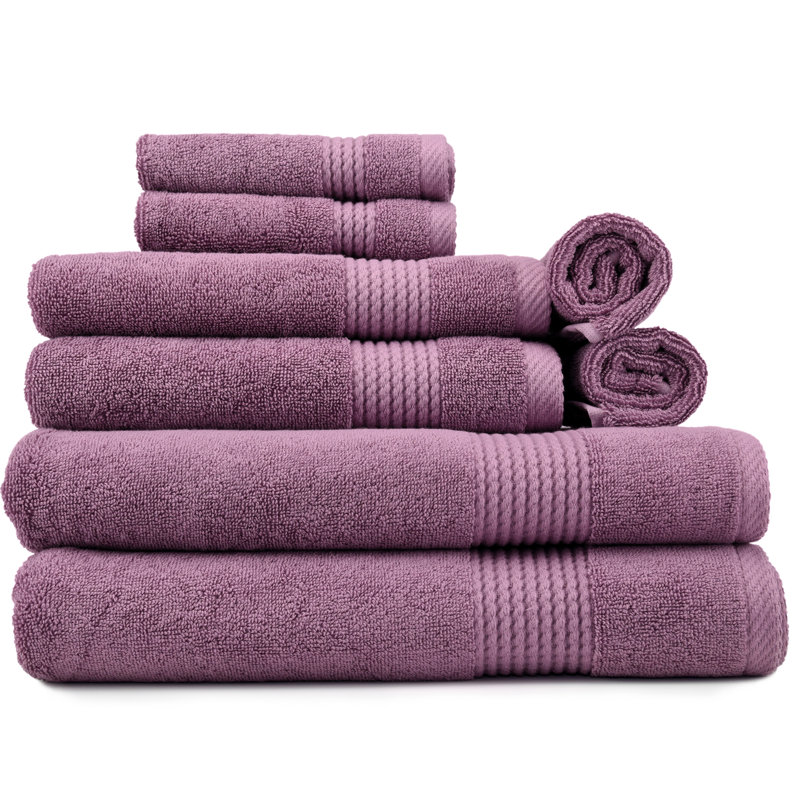 Adlena 8 Piece Turkish Cotton Towel Set, Damson