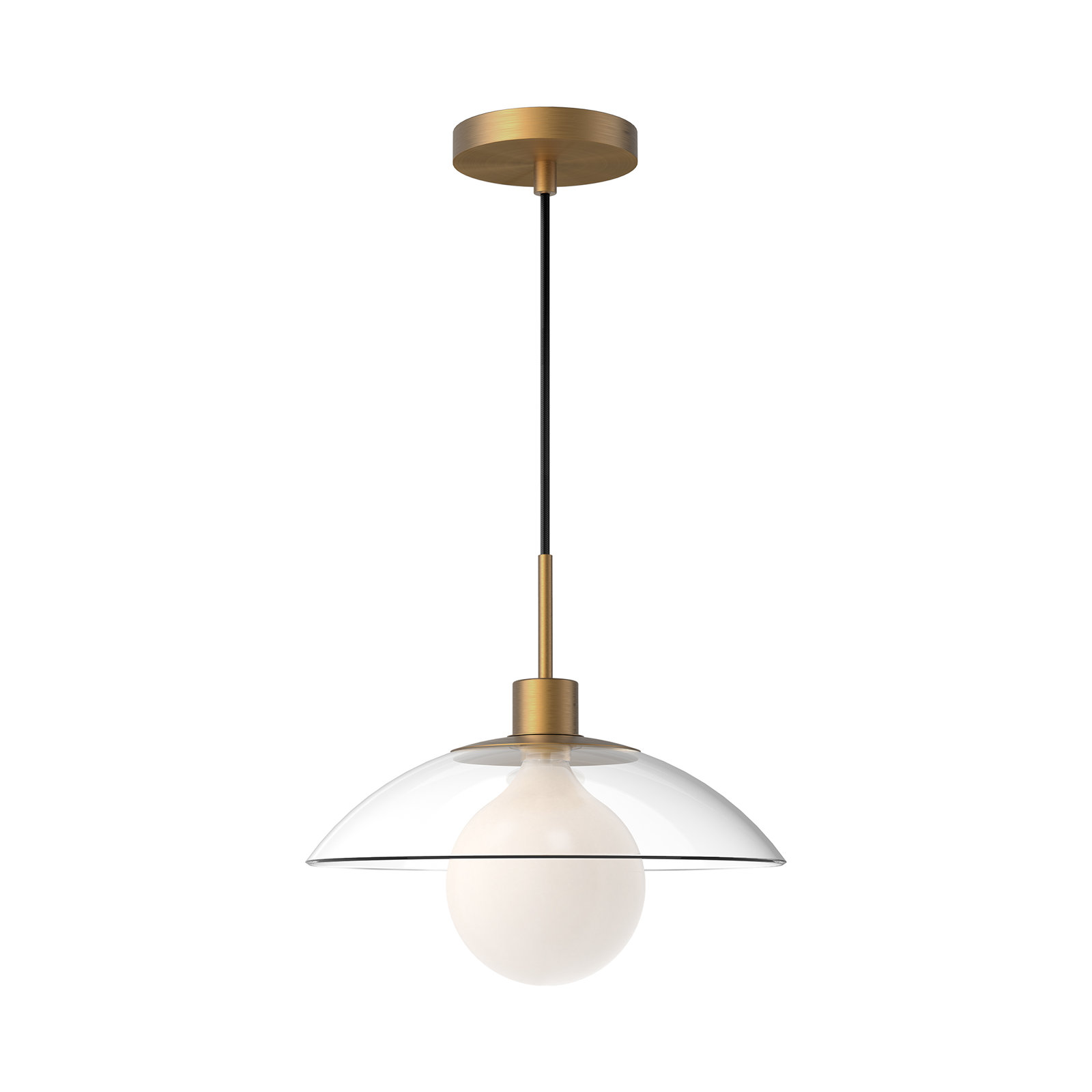 Finola Single Light Glass Pendant, Aged Gold/Clear Glass