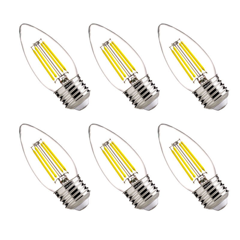 Ampoules candélabres à DEL B11 à intensité variable, 4 W (équivalent à 60 W), 550LM, lumière du jour 5000K, culot E26 (ensemble de 6), ampoules transparentes